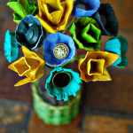 DIY Centerpieces Made Out of Egg Cartons and Vintage Buttons