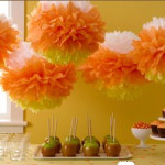 DIY Wedding Candy Corn Pom-Poms