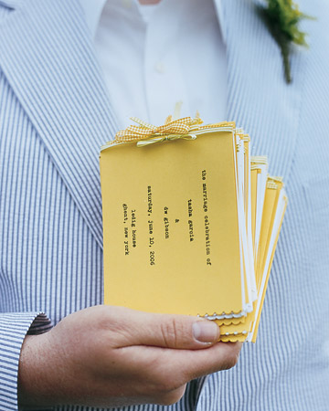 diy wedding programs yellow mini programs with typewriter font