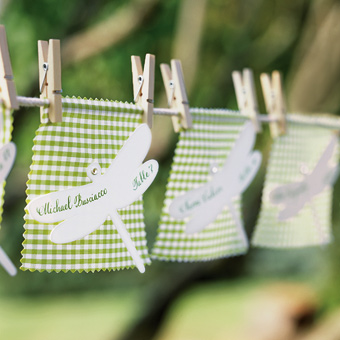 escort cards clothespins