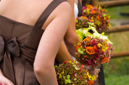 brown bridesmaid dress for autumn wedding