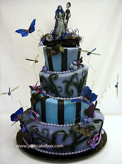 pink cake box halloween wedding cake