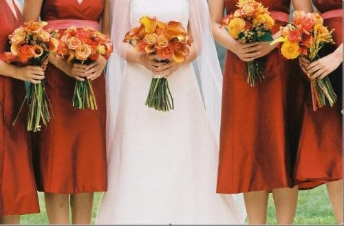 orange bridesmaids dresses