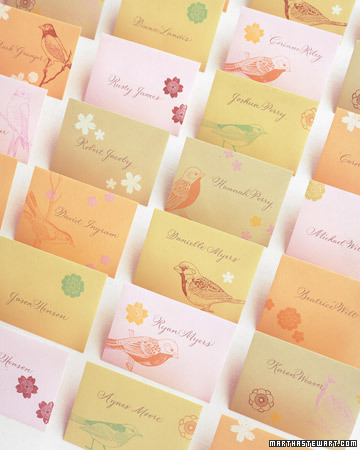 diy escort cards birds theme