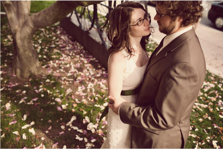 bride wearing glasses