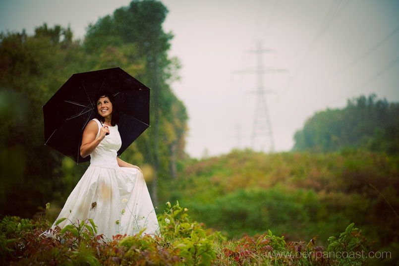 bride with umbrella