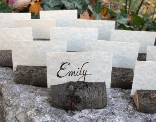 Tree Branch Placecards for a Fall or Winter Wedding