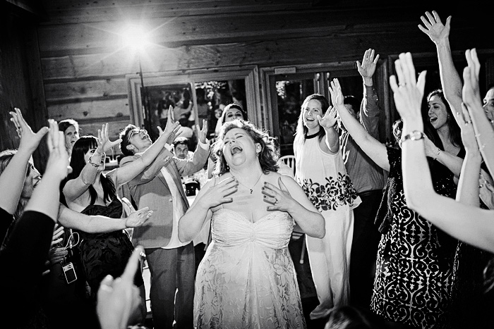 dancing bride at small, intimate wedding
