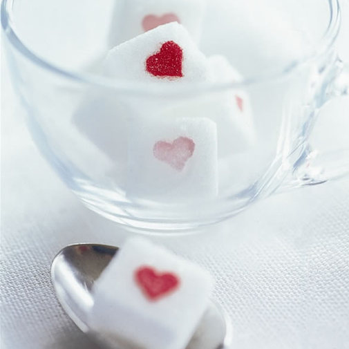 heart red and white sugar cube