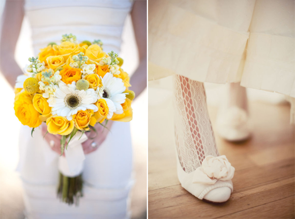intimate wedding details yellow bouquet