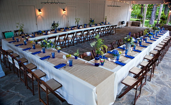 blue wedding decor reception