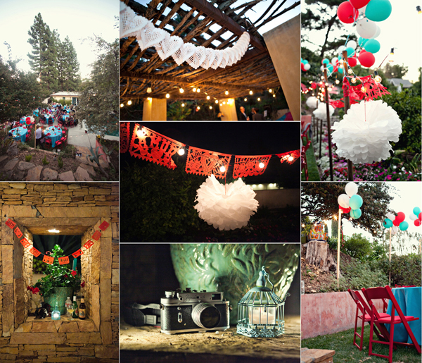encino california intimate small wedding teal and red wedding decor