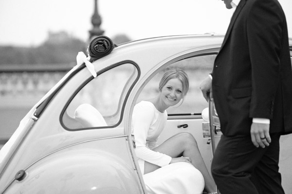 vintage wedding getaway car