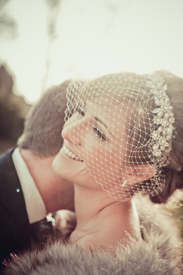 Wedding hair birdcage veil