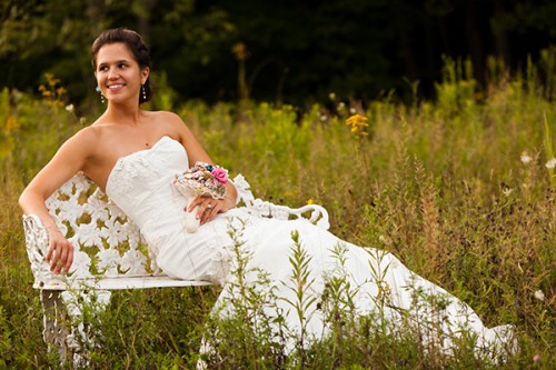 bride in meadow