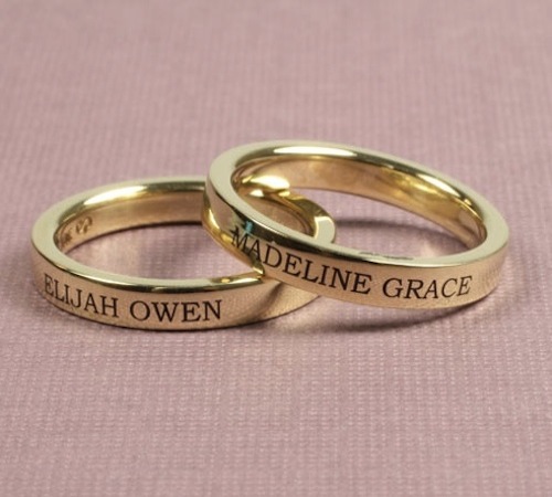 Gold engagement rings for couple with names