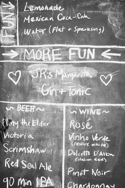 Chalkboard wedding menu