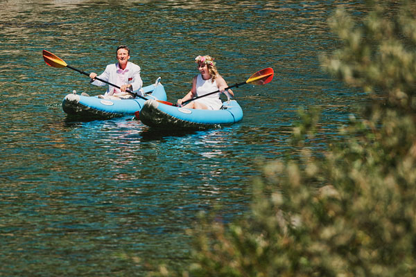 bride in a kayak