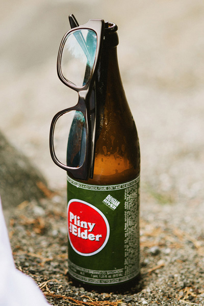 Groom's black rimmed glasses