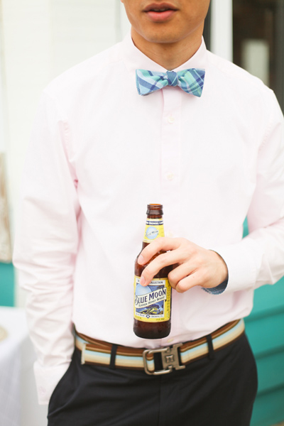 Real Weddings Kristen And Cody S Beachfront Nuptials Wedding Guest In Plaid Bow Tie