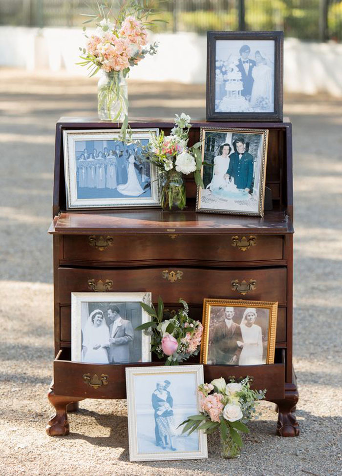 12 Pretty and Practical Ways to Use a Vintage Dresser in Your Wedding
