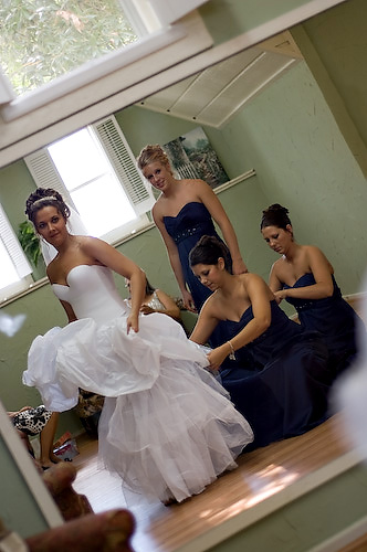 Bride and bridesmaids. An intimate Texas wedding. Photo by Treva Tribit