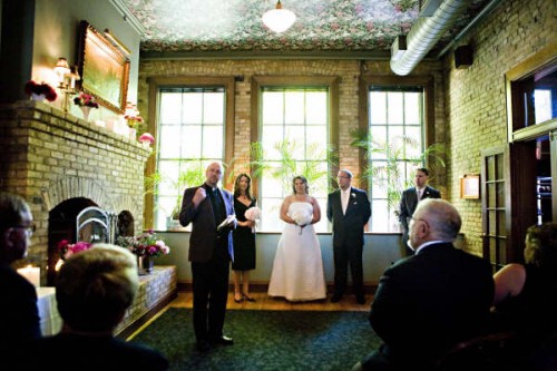 restaurant wedding ceremony at WA Frost, St. Paul Minnesota