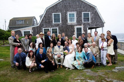 guests at outdoor wedding at driftwood inn maine