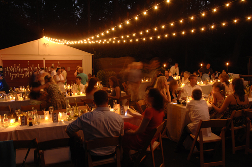 outdoor diy wedding reception at night