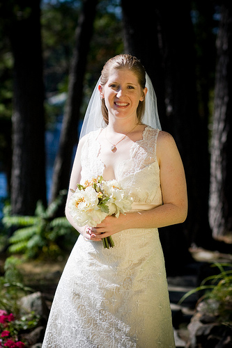 outdoor bride in forest