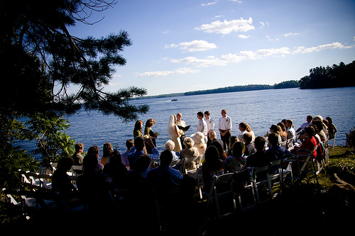 outdoor wedding ceremony lake muskoka