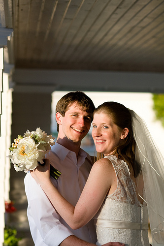 outdoor wedding couple