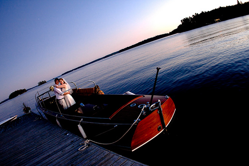 wedding couple on lake