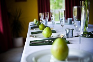 pears on wedding tables