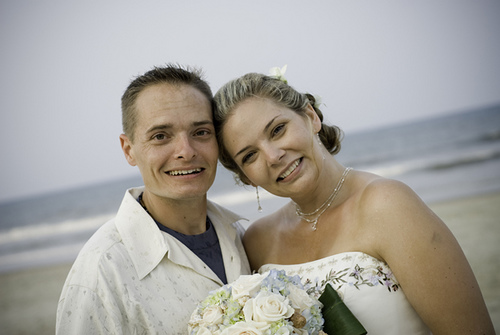 beach wedding couple