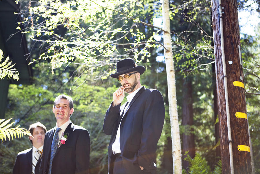 wedding guests in forest