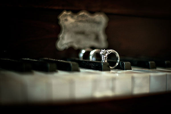 wedding rings on grand piano