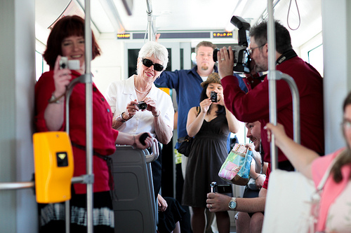 wedding guests with cameras