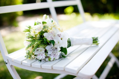 bridal bouquet with white lilies