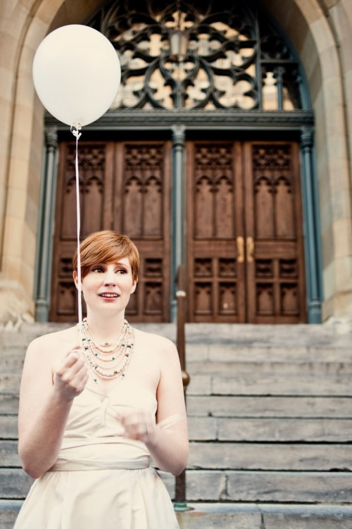 bride with balloon