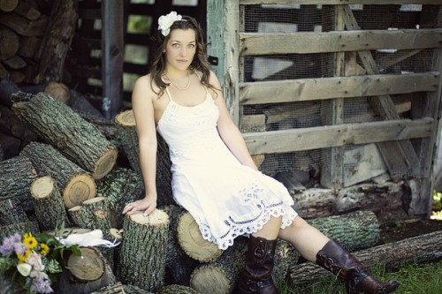 bride wearing boots