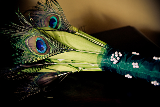 peacock feather bouquet