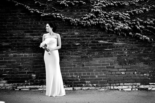 bride against wall