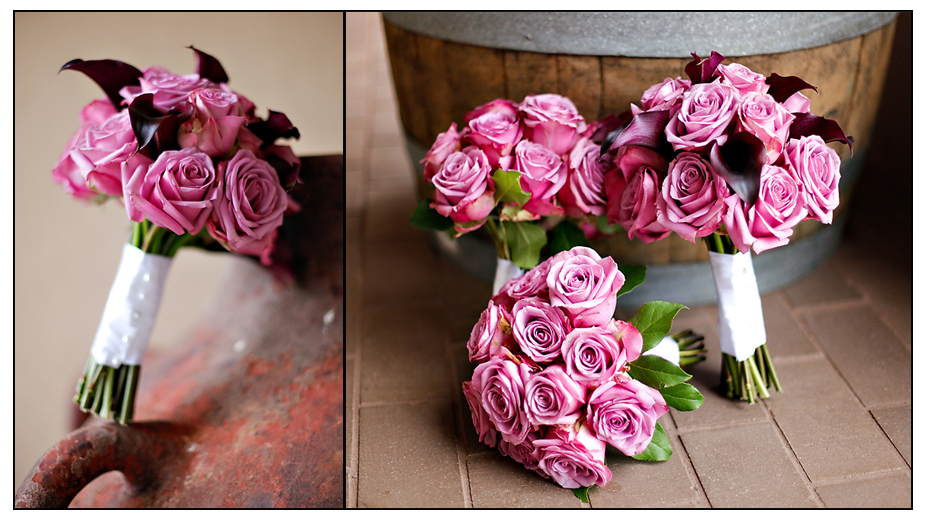 roses outdoor wedding bouquet pink