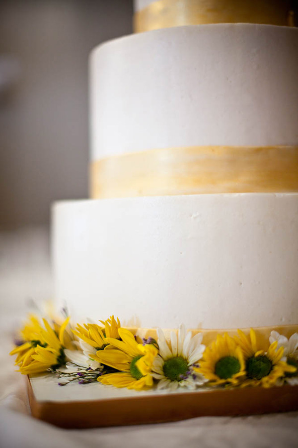 white wedding cake with flowers