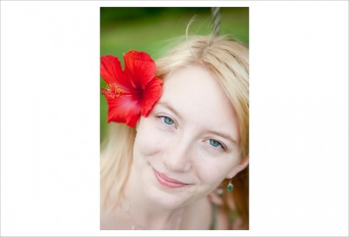 bride with red flower