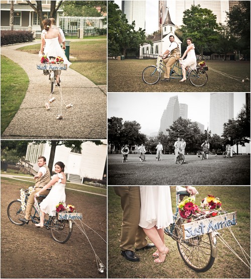 bride on bicycle