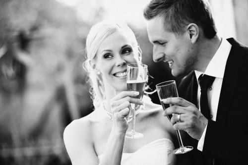 couple toasting at wedding