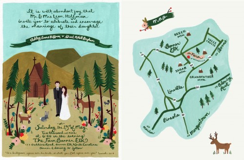 folk art wedding invitation