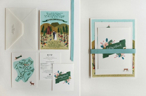 folk art wedding invitations